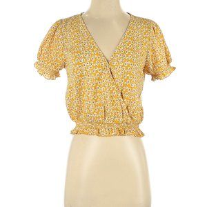 One Clothing Yellow Floral Crop Top